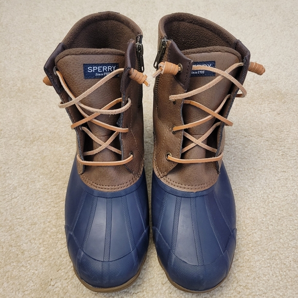 Sperry Women’s Syren Gulf Waterproof Lace Up Duck Boots Tan Navy Size 8 - Picture 1 of 10